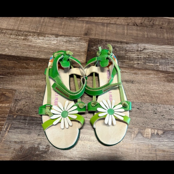 AGATHA RUIZ DE LA PRADA Green Leather Sandals 35 3.5 - Picture 4 of 8